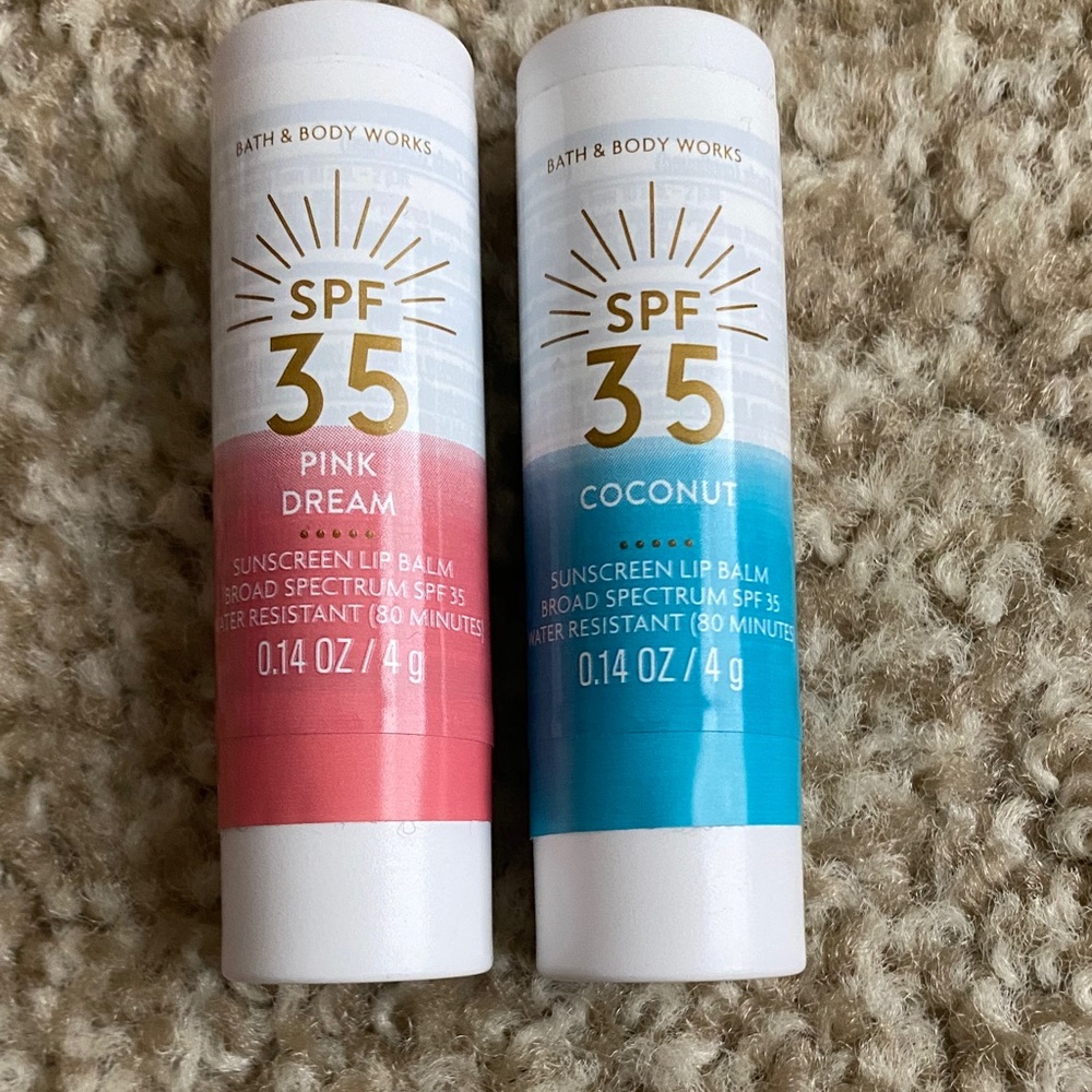Bath & Body Works Pink and Blue SPF 35 Lip Balm Set